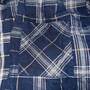 Arula Navy and Tan Plaid Top